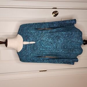 Michael Kors Turquoise Paisley Print Blouse Size S